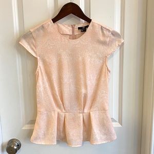 H&M Light Pink Cap Sleeve Peplum Blouse